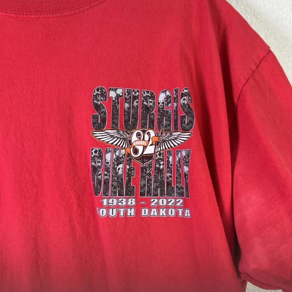 Sturgis Bike Rally Graphic T-Shirt Mens XL Red 2022 82nd Annual South Dakota Tee - Picture 3 of 7